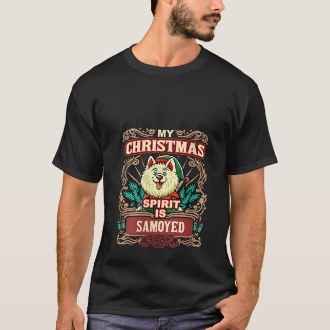 Womens Samoyed My Christmas Spirit Dog Santa Claus T-Shirt (Vorderseite)
