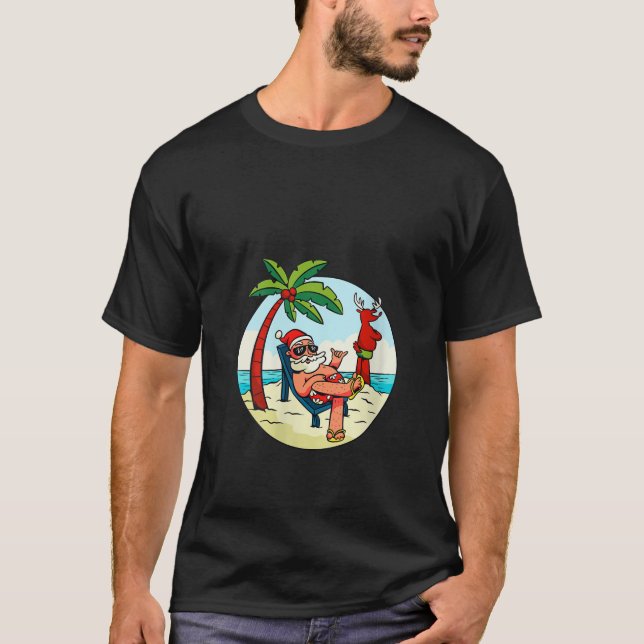 Womens Santa Claus Reindeer Beach Swimming Trunks  T-Shirt (Vorderseite)