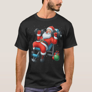 Womens Santa Claus Weightlift Gym Fitness Chris T-Shirt