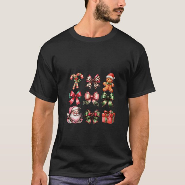 Womens Santa HO HO HO Snowman Gingerbread Candy Ca T-Shirt (Vorderseite)