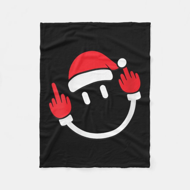 Womens Santa Middle Finger Flip Off _ Christmas Pr Fleecedecke (Vorderseite)