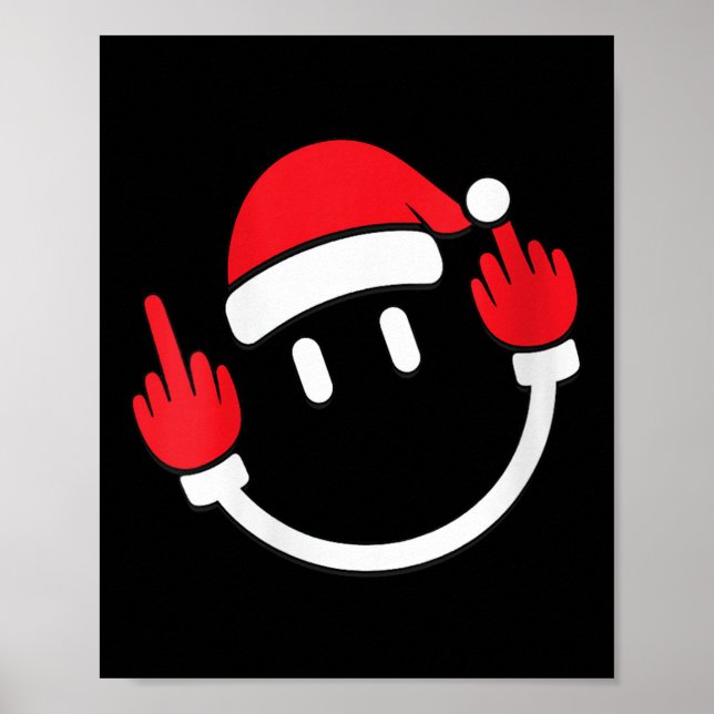 Womens Santa Middle Finger Flip Off _ Christmas Pr Poster (Vorne)
