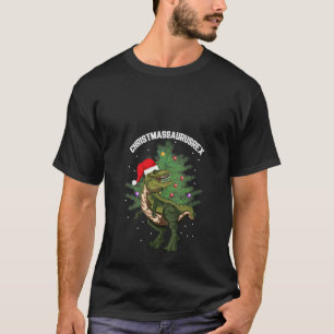 Womens Santa T Rex X Mas Tree Dinosaur Pun Christ T-Shirt