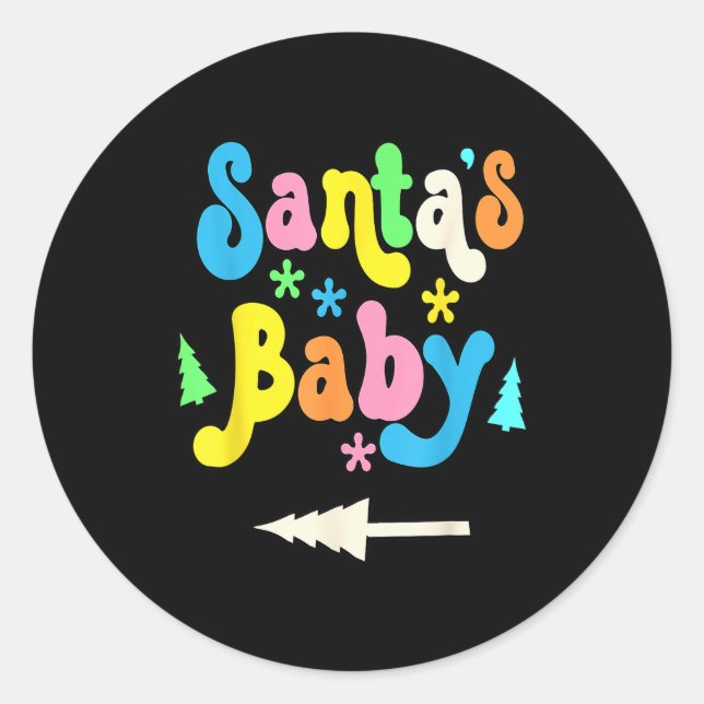 Womens Santa's Baby-pregnancy Announcement Christm Runder Aufkleber (Vorderseite)
