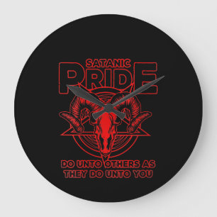 Womens Satanic Pride Satanism Pagan Goat Satan Große Wanduhr