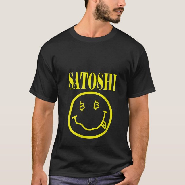 Womens Satoshi Yellow Smile Face / Neck T-Shirt (Vorderseite)