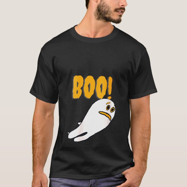 Womens Scardy Ghost Boo Halloween Spaß Easy Costum T-Shirt (Vorderseite)