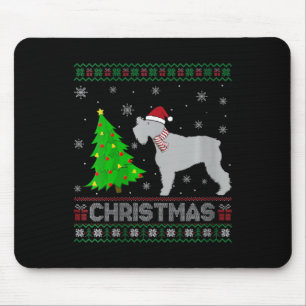 Womens Schnauzer Dog Xmas Tree Lighting Ugly Chris Mousepad