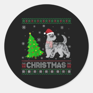 Womens Scottie Dog Xmas Tree Lighting Ugly Christm Runder Aufkleber