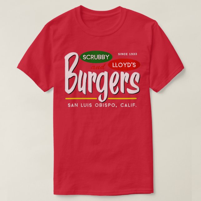 Womens Scrubby Lloyds Burgers San Luis Obispo Cal T-Shirt (Design vorne)