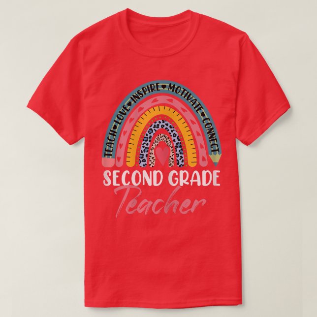 Womens Second Grade Teacher Boho Rainbow Niedlich  T-Shirt (Design vorne)