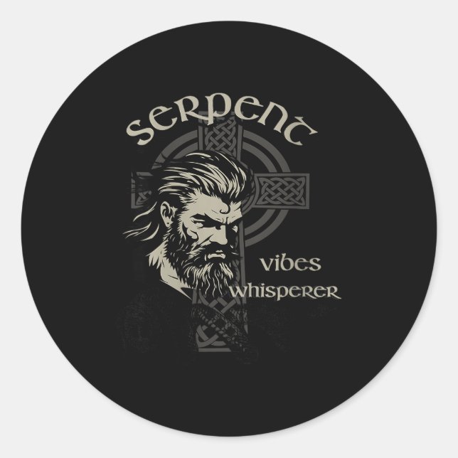 Womens Serpent Vibes Whisperer Nordic Mystic Beard Runder Aufkleber (Vorderseite)