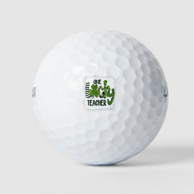 Womens Shamrock One Lucky Teacher St  Patrick Golfball (Vorderseite)