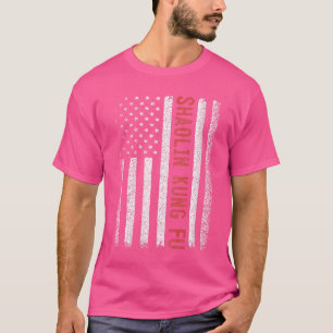 Womens Shaolin Kung Fu Amerikanische Flagge 4. Jul T-Shirt