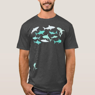 Womens Shark diver Open Water Diver VNeck T-Shirt