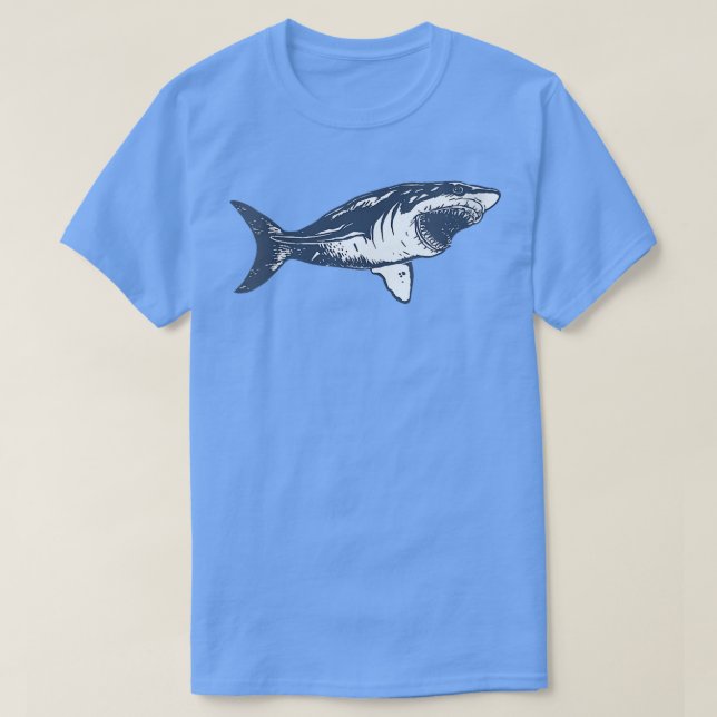 Womens Shark Face Great White Shark Veck T-Shirt (Design vorne)