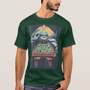 Womens Sharks Pool Billard VNeck T-Shirt