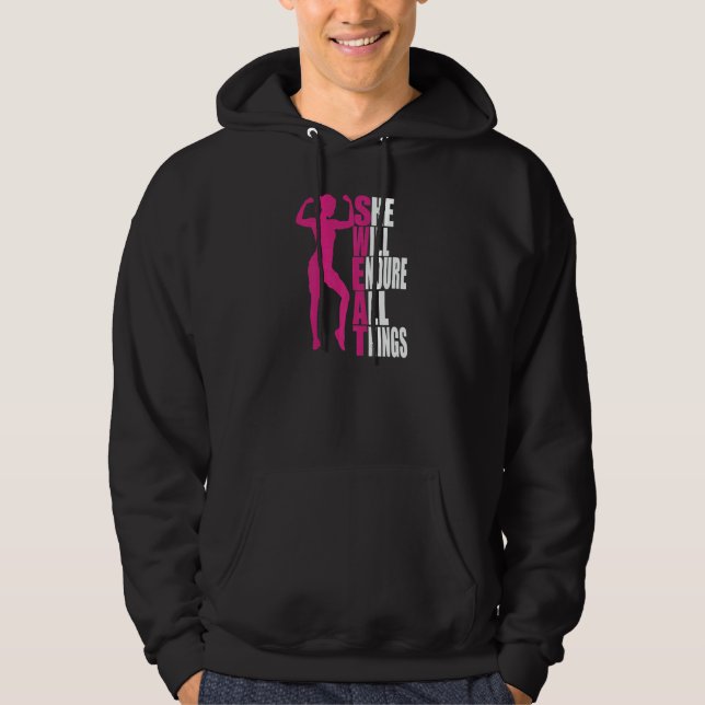 Womens She Will Endure All Things Fitness Gym Wome Hoodie (Vorderseite)
