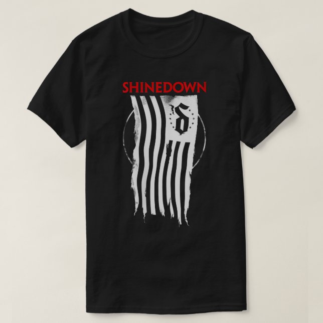 Womens Shinedown Shredded Flag V-Neck T - Shirt (Design vorne)