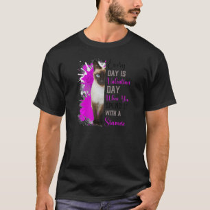 Womens Siamese Cat Mama Valentinstag Cat Mama Mot T-Shirt