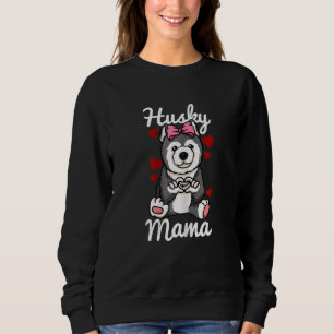 Womens Siberian Husky Mama Finger Heart Dog Animal Sweatshirt