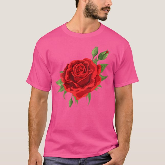 Womens Single Red Roses Flower Of Cute Red Roses F T-Shirt (Vorderseite)