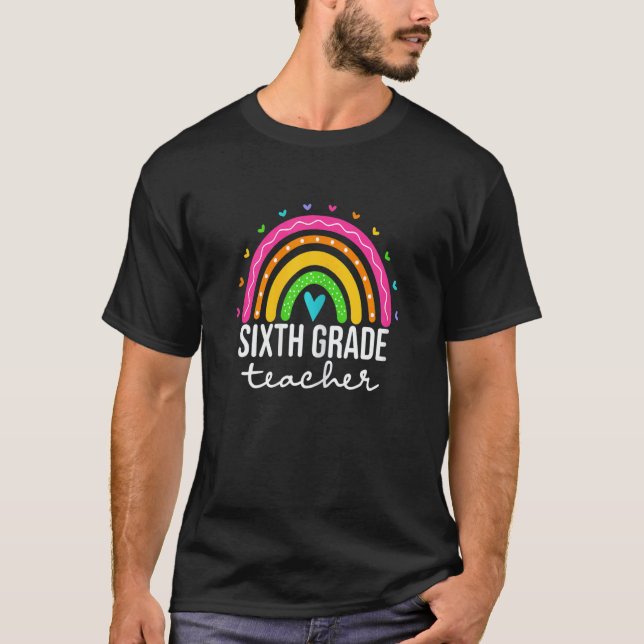 Womens Sixth Grade Teacher Boho Rainbow For Teache T-Shirt (Vorderseite)