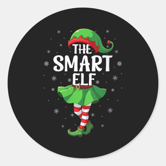 Womens Smart Elf Christmas Girls Women Elf Squad X Runder Aufkleber (Vorderseite)