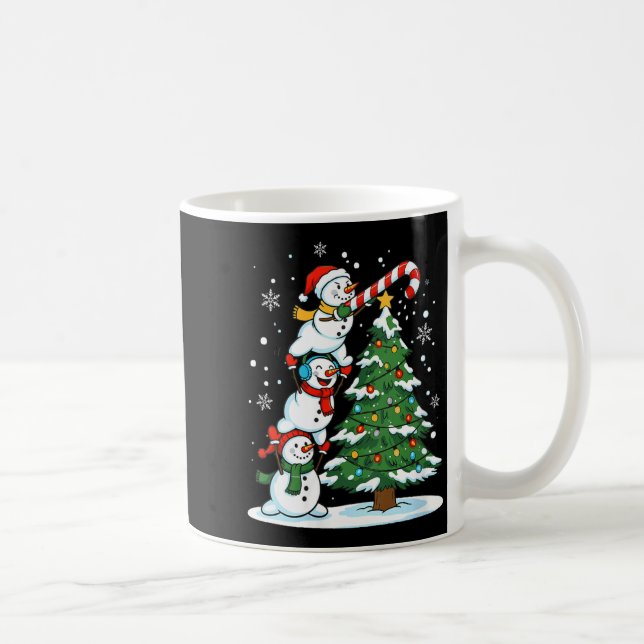 Womens Snowman Candy Cane Christmas Tree Winter Fu Kaffeetasse (Rechts)