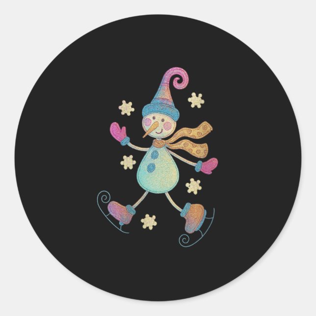 Womens Snowman Christmas 2025 Family Matching Funn Runder Aufkleber (Vorderseite)