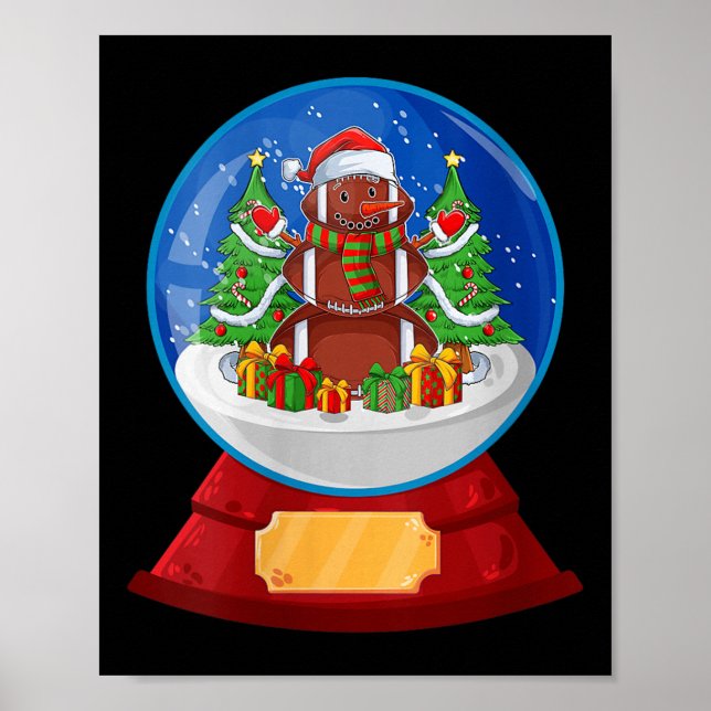Womens Snowman Football Santa Hat Merry Christmas  Poster (Vorne)