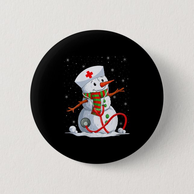 Womens Snowman Nurse Christmas Stethoscope Nursing Button (Vorderseite)