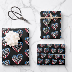 Women's Soccer Heart - USA Flag Geschenkpapier Set