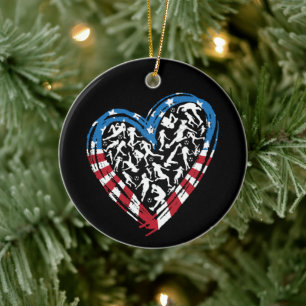 Women's Soccer Heart - USA Flag Keramik Ornament