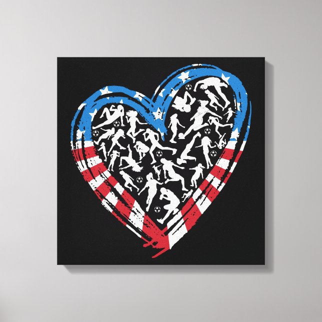 Women's Soccer Heart - USA Flag Leinwanddruck (Vorderseite)