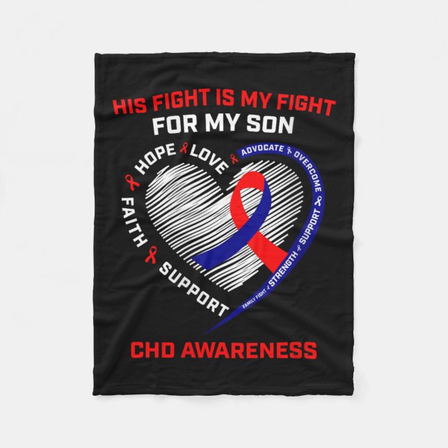 Womens Son Chd Awareness Heart Disease G Fleecedecke (Vorderseite)