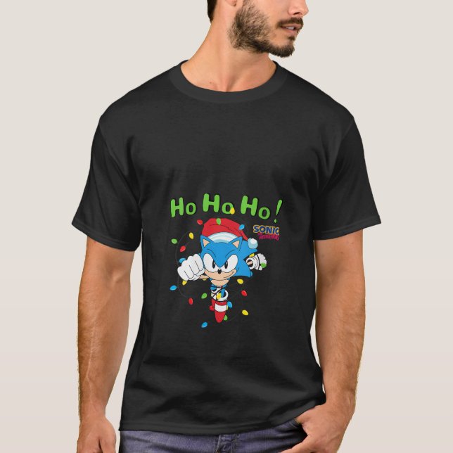 Womens Sonic The Hedgehog Christmas Ho Ho Ho Light T-Shirt (Vorderseite)