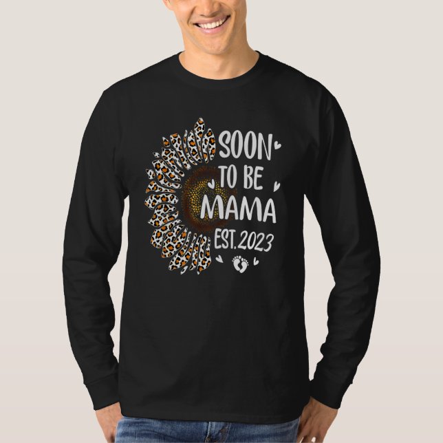 Womens Soon To Be Mama 2023 Flower Leopard Pregnan T-Shirt (Vorderseite)