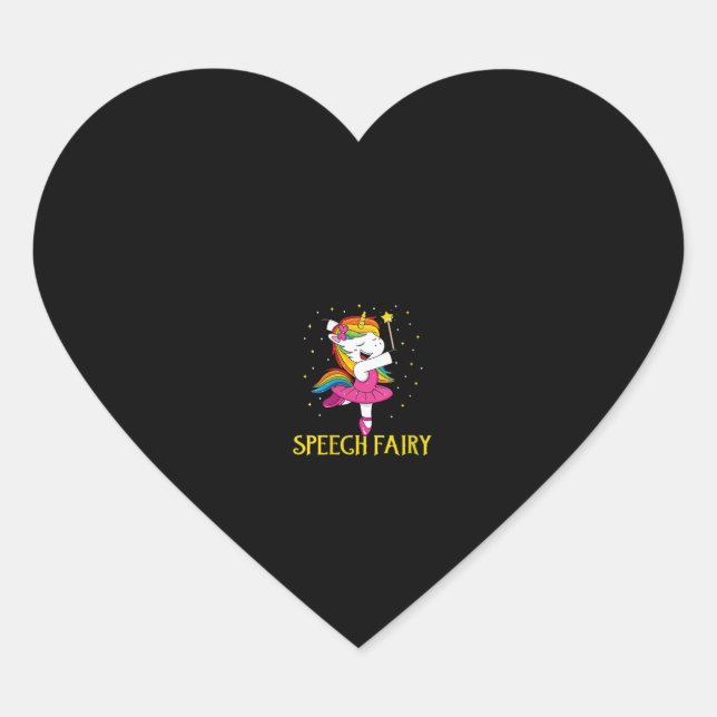 Womens Speech Fairy Funny Unicorn V-Neck T-Shirt Herz-Aufkleber (Vorderseite)