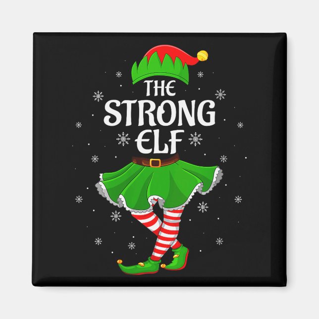 Womens Strong Elf Christmas Family Girls Women Elf Magnet (Vorne)