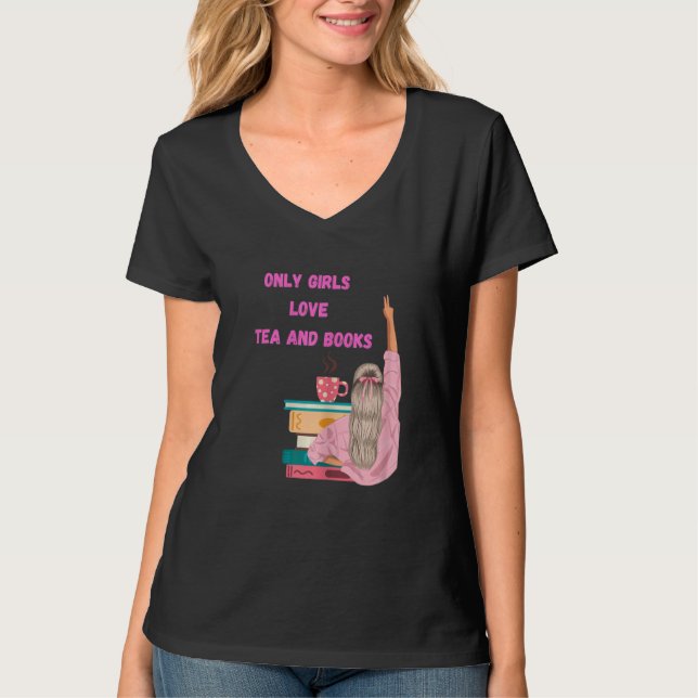 Womens Strong Girl - Funny Book & Tea Lover T-Shirt (Vorderseite)