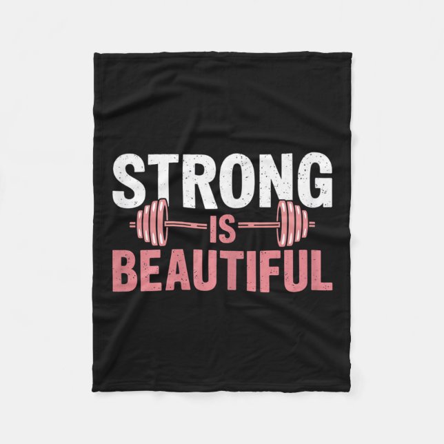 Womens Strong Is Beautiful Gym Fitness Motivationa Fleecedecke (Vorderseite)