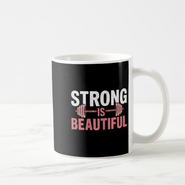 Womens Strong Is Beautiful Gym Fitness Motivationa Kaffeetasse (Rechts)