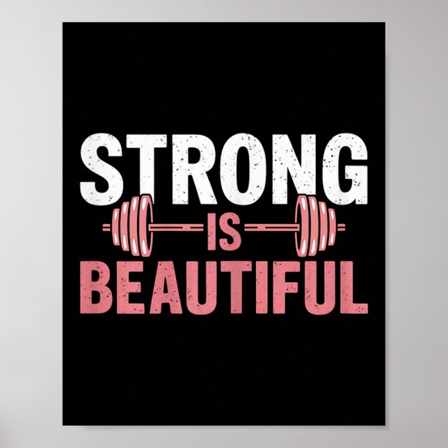 Womens Strong Is Beautiful Gym Fitness Motivationa Poster (Vorne)