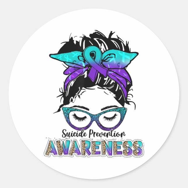 Womens Suicide Prevention Awareness Weopard Runder Aufkleber (Vorderseite)