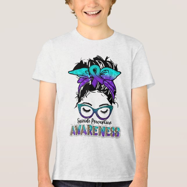 Womens Suicide Prevention Awareness Weopard Tri-Blend Shirt (Vorderseite)