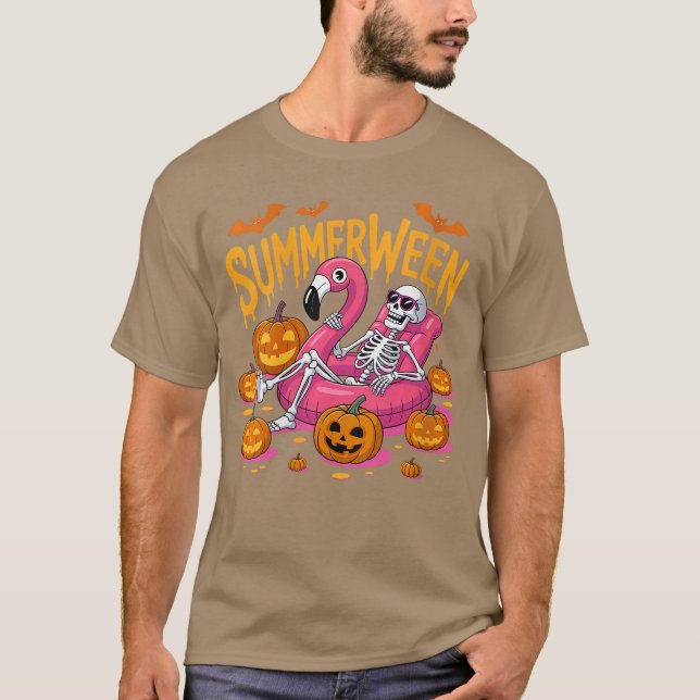 Womens Summerween Vibes Skeleton Pumpkin Spooky Va T-Shirt (Vorderseite)