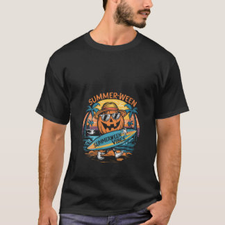 Womens Summerween Vibes T-Shirt V Neck