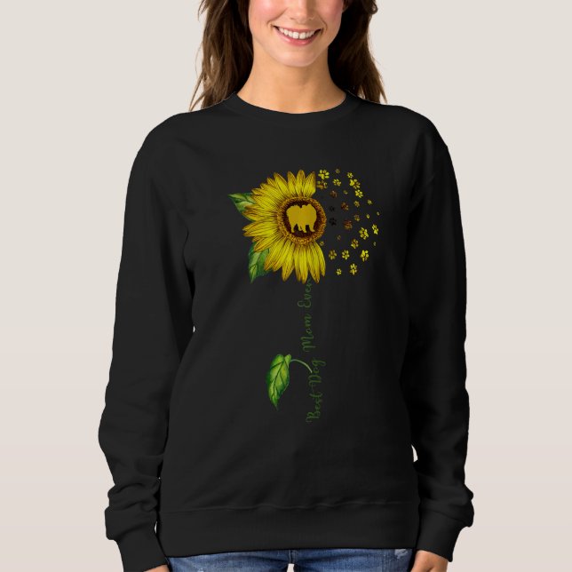 Womens Sunflower Best Dog Mama Ever Spitz Dog Sweatshirt (Vorderseite)