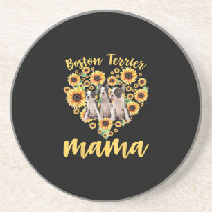 Womens Sunflower Boston Terrier Mama Dog Lover Getränkeuntersetzer